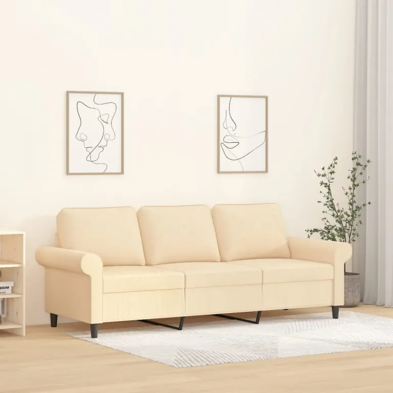 3-Sitzer-Sofa Creme 180 cm Stoff Couch