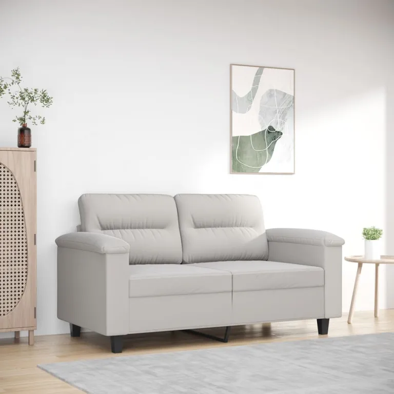 2-Sitzer-Sofa Hellgrau 120 cm Mikrofasergewebe Couch Stoff