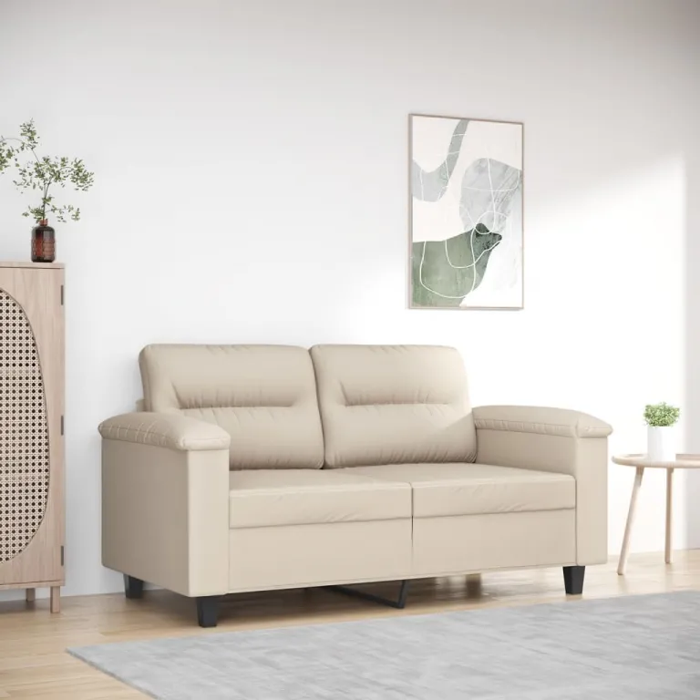 2-Sitzer-Sofa Creme 120 cm Mikrofasergewebe Couch Stoff