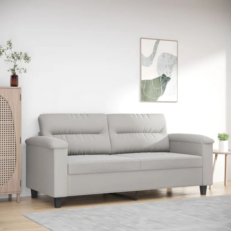 2-Sitzer-Sofa Hellgrau 140 cm Mikrofasergewebe Couch Stoff
