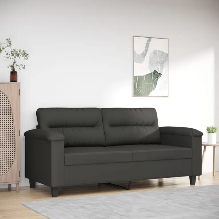 2-Sitzer-Sofa Dunkelgrau 140 cm Mikrofasergewebe Couch Stoff
