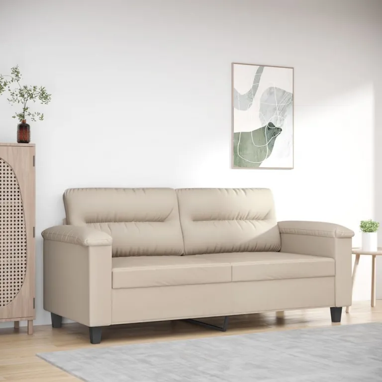 2-Sitzer-Sofa Creme 140 cm Mikrofasergewebe Couch Stoff