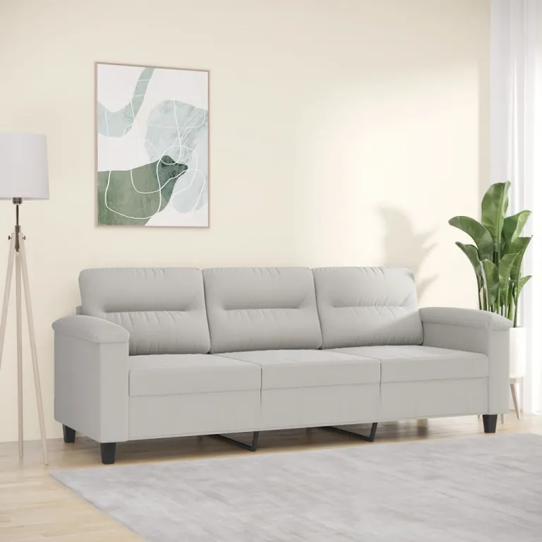 3-Sitzer-Sofa Hellgrau 180 cm Mikrofasergewebe Couch Stoff