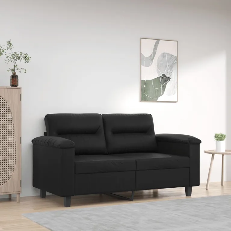 2-Sitzer-Sofa Schwarz 120 cm Kunstleder Couch