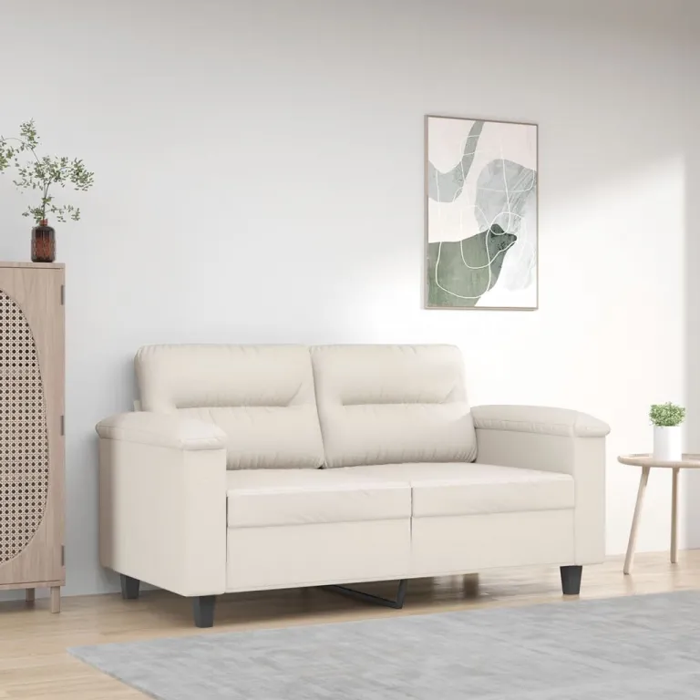 2-Sitzer-Sofa Creme 120 cm Kunstleder Couch