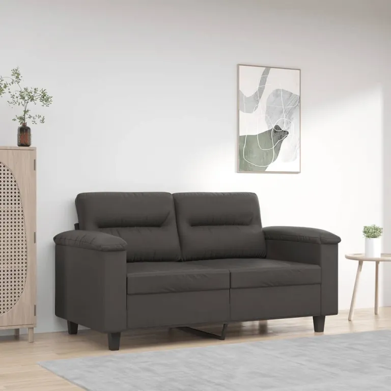 2-Sitzer-Sofa Grau 120 cm Kunstleder Couch