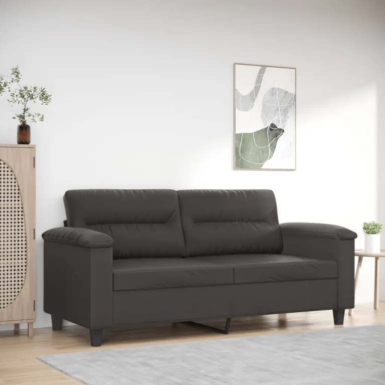 2-Sitzer-Sofa Grau 140 cm Kunstleder Couch