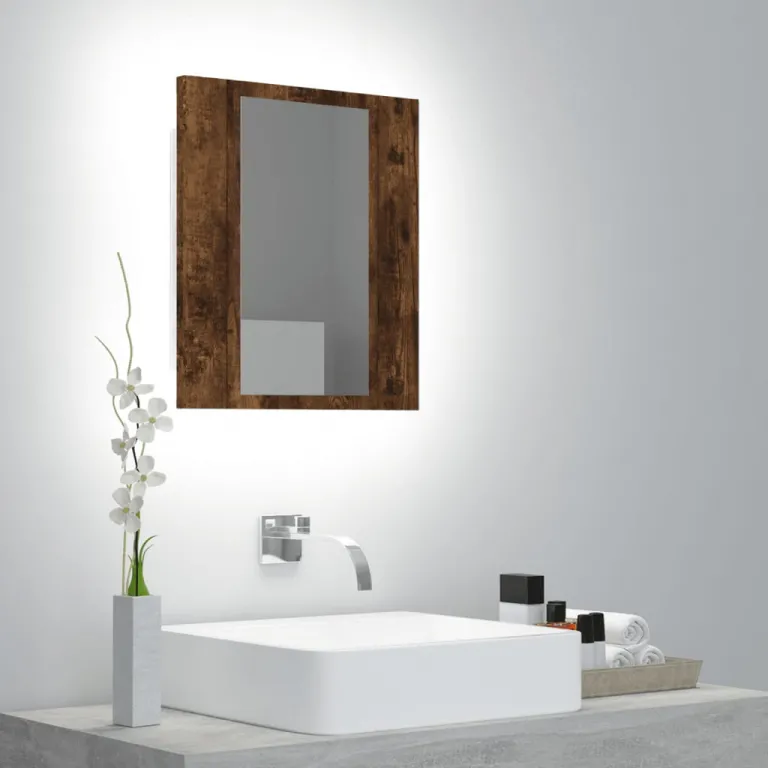 Badezimmerspiegel Badspiegel LED-Spiegelschrank Ruchereiche 40x12x45 cm Holzwer