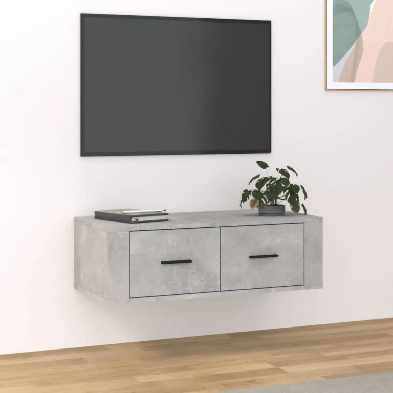 TV-Wandschrank Betongrau 80x36x25 cm Holzwerkstoff Lowboard Fernseher