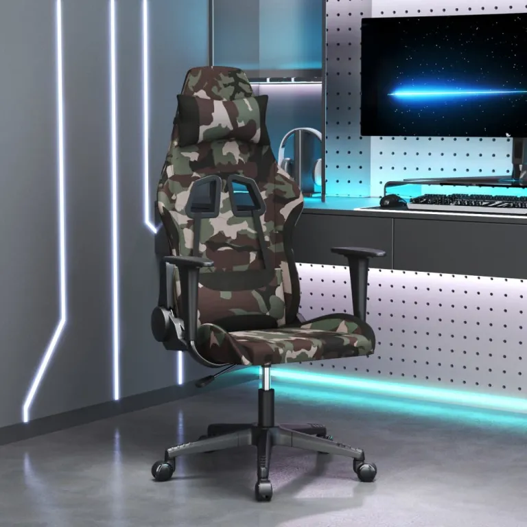 Gaming-Stuhl Tarnfarben und Schwarz Stoff