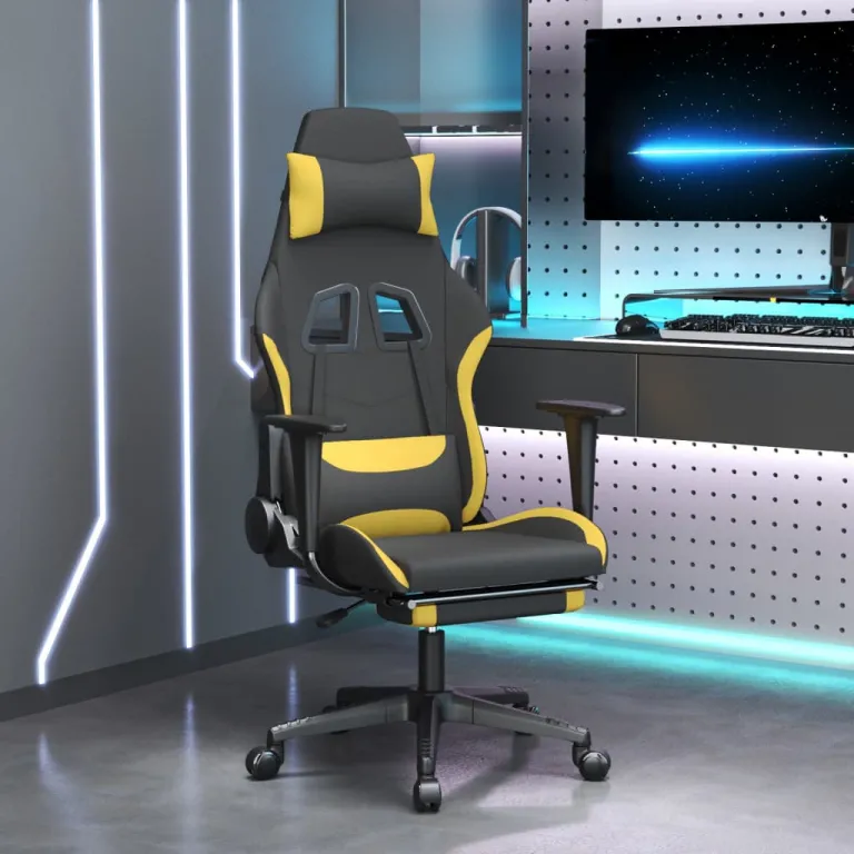 Gaming-Stuhl mit Fusttze Schwarz und Gelb Stoff