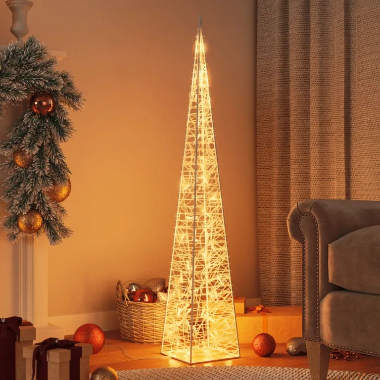 Leuchtkegel Weihnachtsdekoration 60 LEDs Warmwei 120 cm Acryl Auenbereich