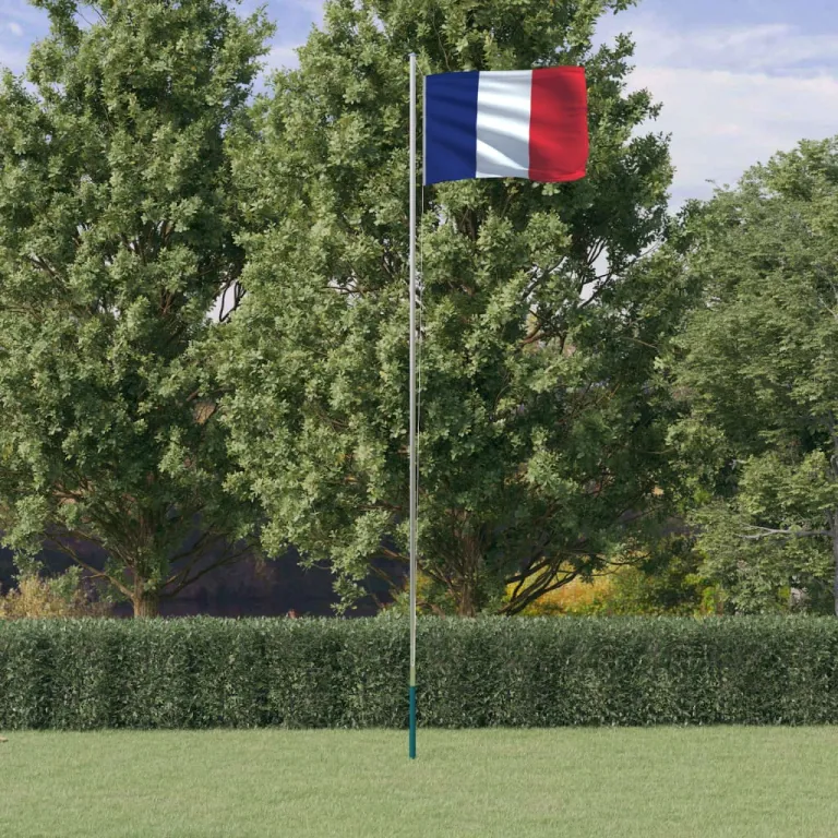 Franzsische Flagge mit Mast 6,23 m Aluminium Fahnenmast