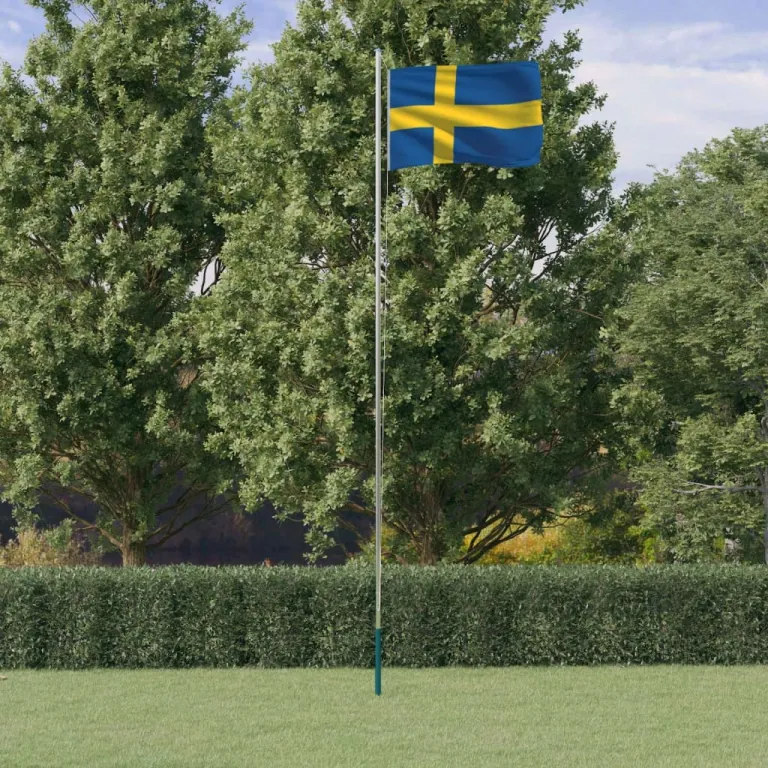 Flagge Schwedens mit Mast 6,23 m Aluminium Fahnenmast