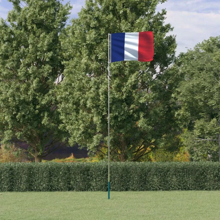 Flagge Frankreichs mit Mast 5,55 m Aluminium Fahnenmast