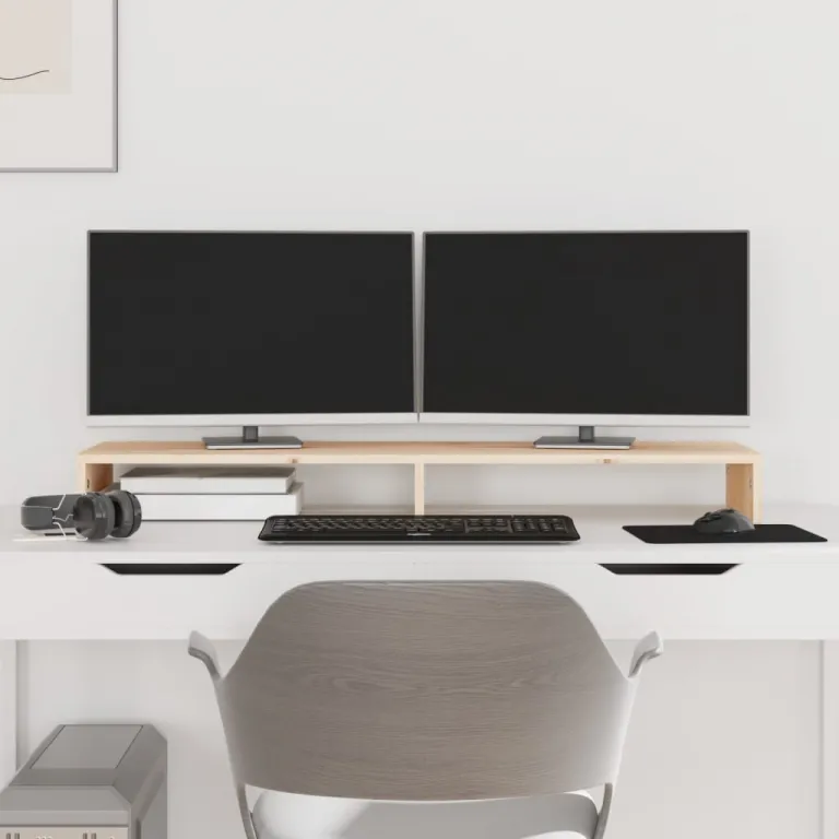 Monitorstnder 100x27x10 cm Massivholz Kiefer Erhhung Bildschirm Tisch Home Office