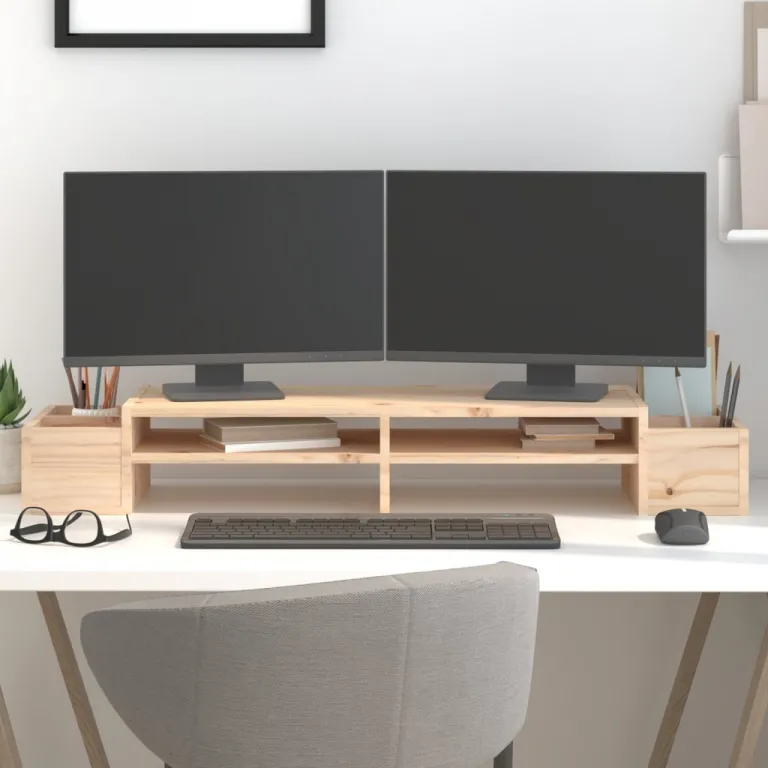 Monitorstnder 100x27,5x15 cm Massivholz Kiefer Erhhung Bildschirm Tisch Home Office