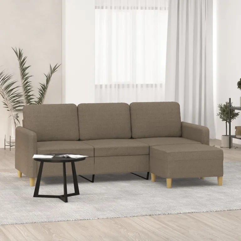 3-Sitzer-Sofa mit Hocker Taupe 180 cm Stoff Couch