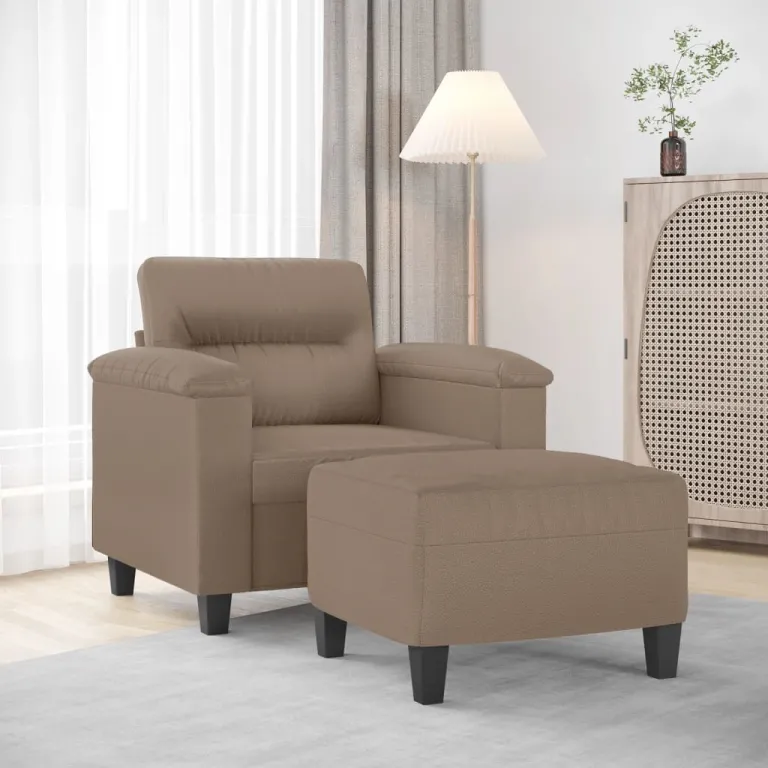 Sessel mit Hocker Cappuccino-Braun 60 cm Kunstleder Sessel