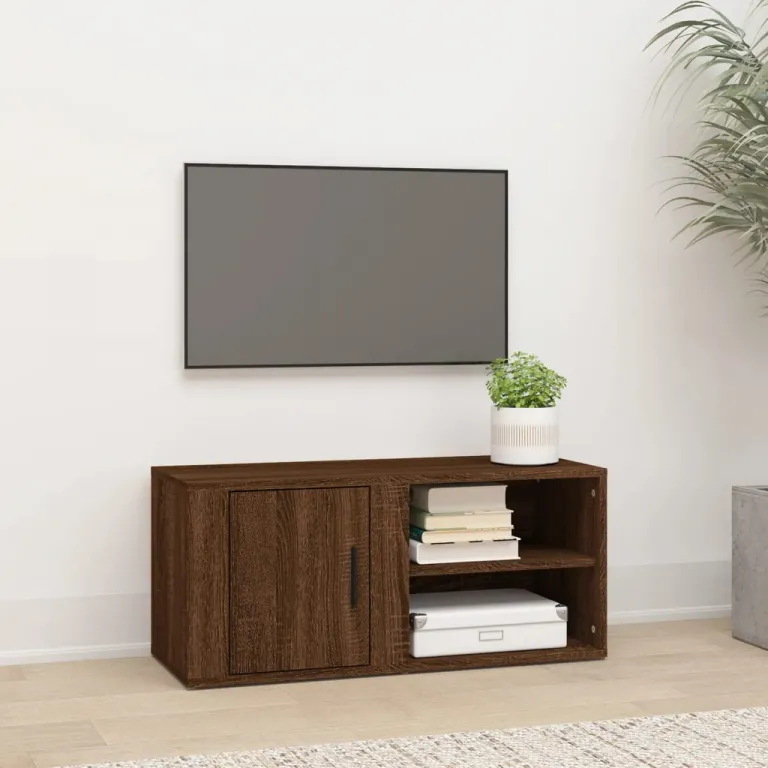TV-Schrank Braun Eichen-Optik 80x31,5x36 cm Spanplatte TV-Lowboard Fernseher
