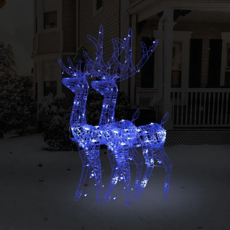 LED-Rentiere 2 Stk. Acryl 120 cm Blau Weihnachten Winter Garten Deko