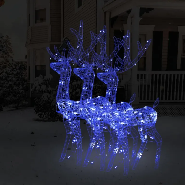 LED-Rentiere 3 Stk. Acryl 120 cm Blau Weihnachten Winter Garten Deko