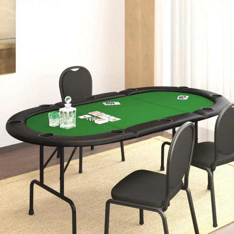 Pokertisch Klappbar 10 Spieler Grn 206x106x75 cm