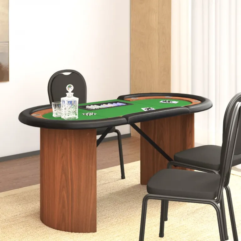 Pokertisch Klappbar 10 Spieler mit Chipablage Grn 160x80x75 cm
