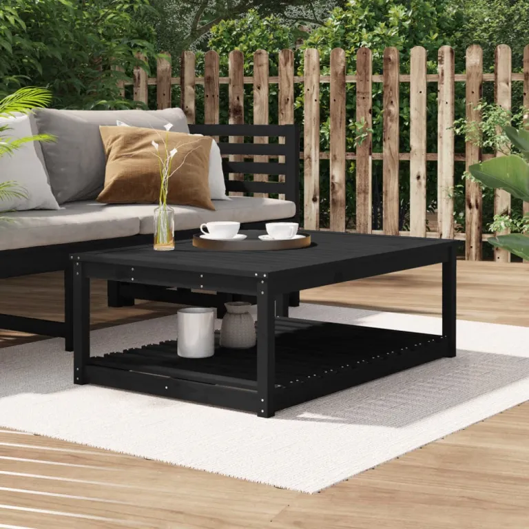 Gartentisch Schwarz 121x82,5x45 cm Massivholz Kiefer Couchtisch Sofatisch Lounge