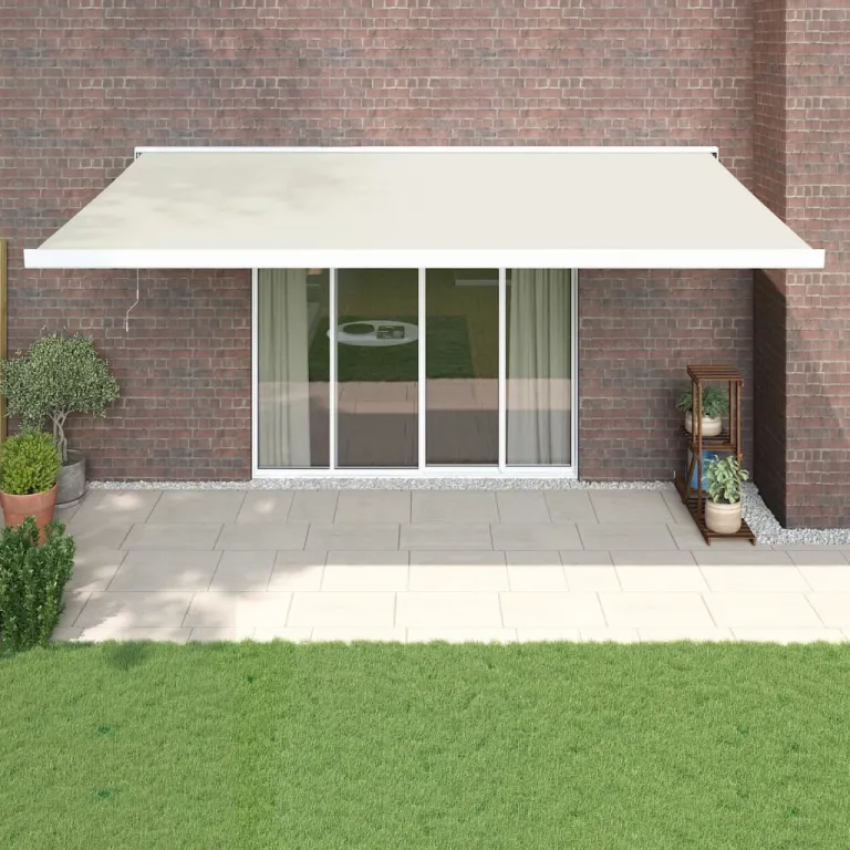 Gelenkarmmarkise Creme 5x3 m Stoff und Aluminium Terrasse Beschattung