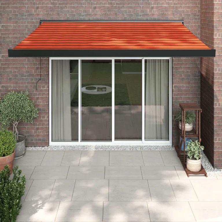 Gelenkarmmarkise Orange und Braun 3x2,5 m Stoff und Aluminium Terrasse Beschattu