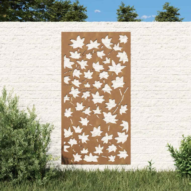 Garten-Wanddeko 105x55 cm Cortenstahl Ahornblatt-Design Gartendekoration