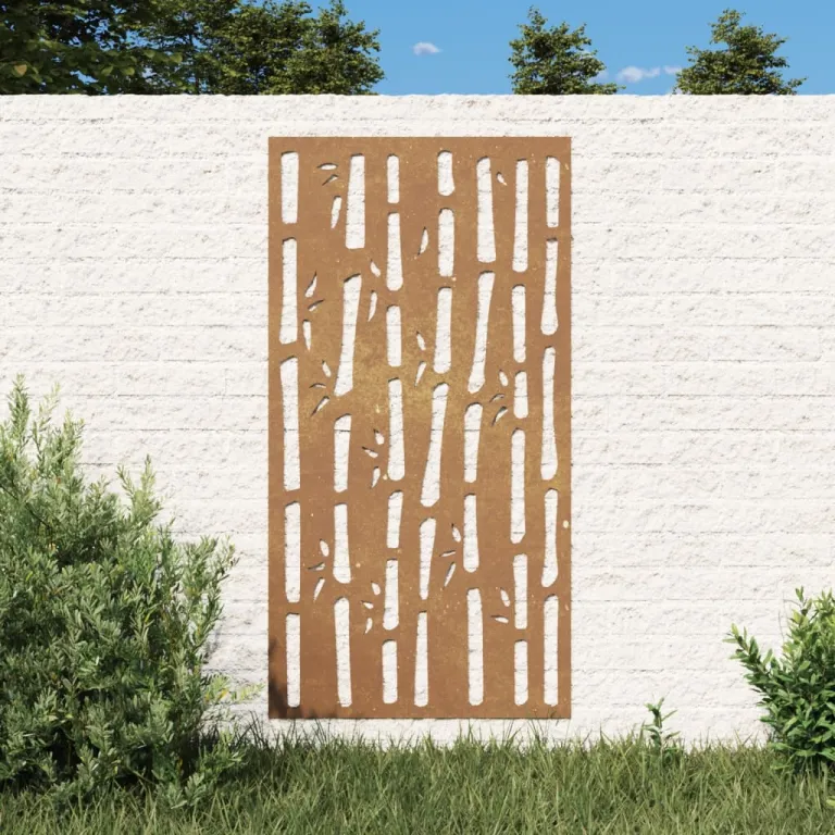 Garten-Wanddeko 105x55 cm Cortenstahl Bambus-Design Gartendekoration
