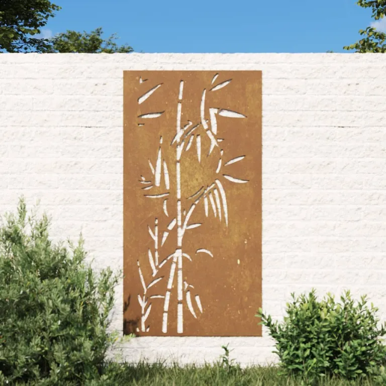 Garten-Wanddeko 105x55 cm Cortenstahl Bambus-Design Gartendekoration