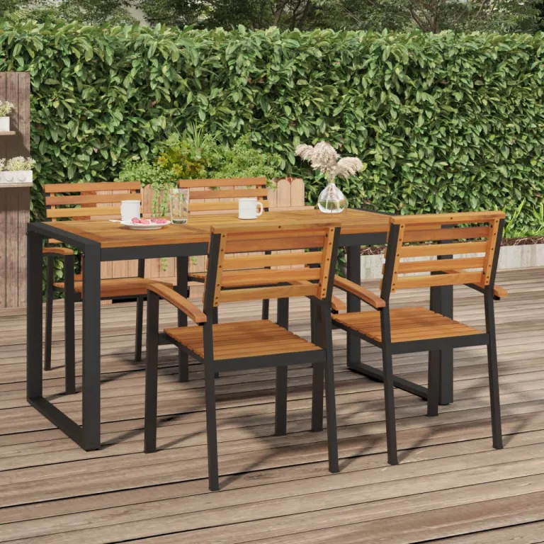Gartentisch mit Beinen in U-Form 160x80x75 cm Massivholz Akazie Esstisch