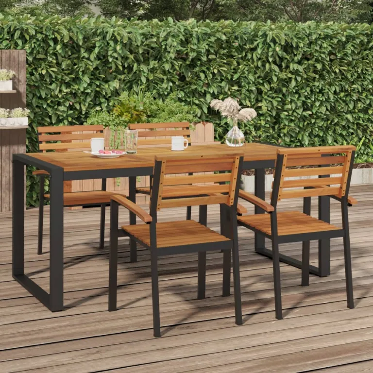 Gartentisch mit Gestell U-Form 180x90x75 cm Akazie Massivholz Esstisch