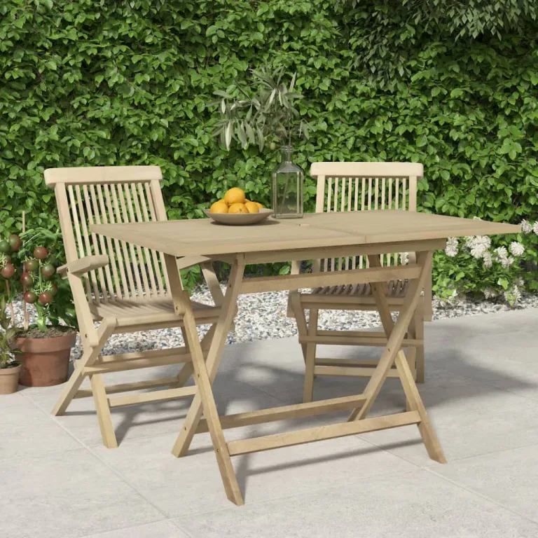 Gartentisch Klappbar Grau 120x70x75 cm Massivholz Teak