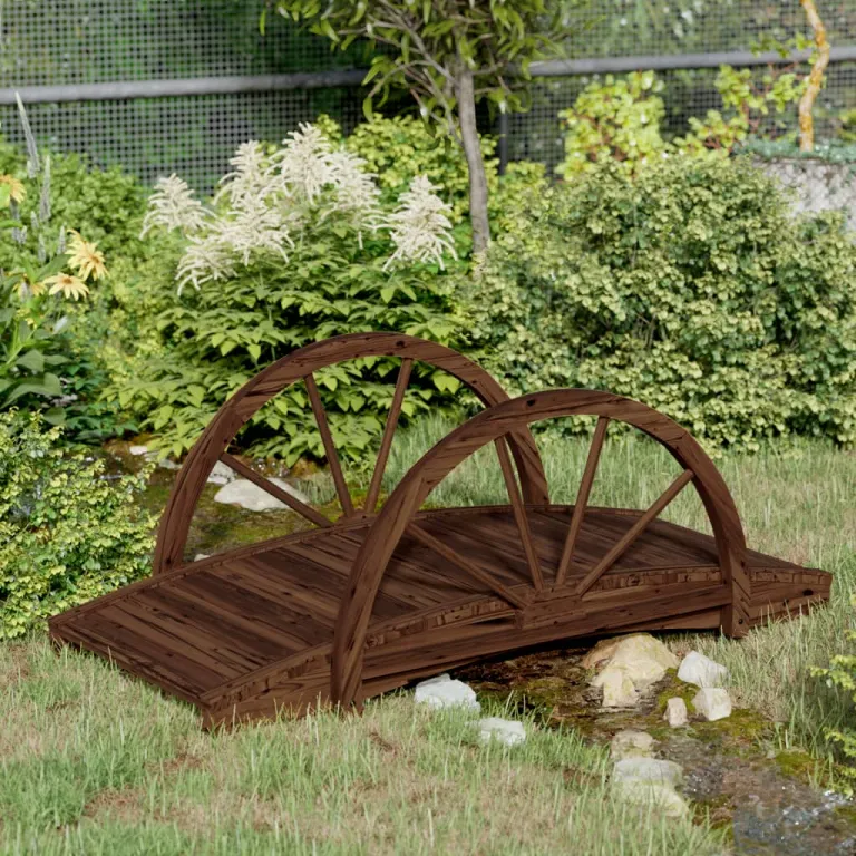 Gartenbrcke mit Rad-Design 99x50x38 cm Massivholz Tanne