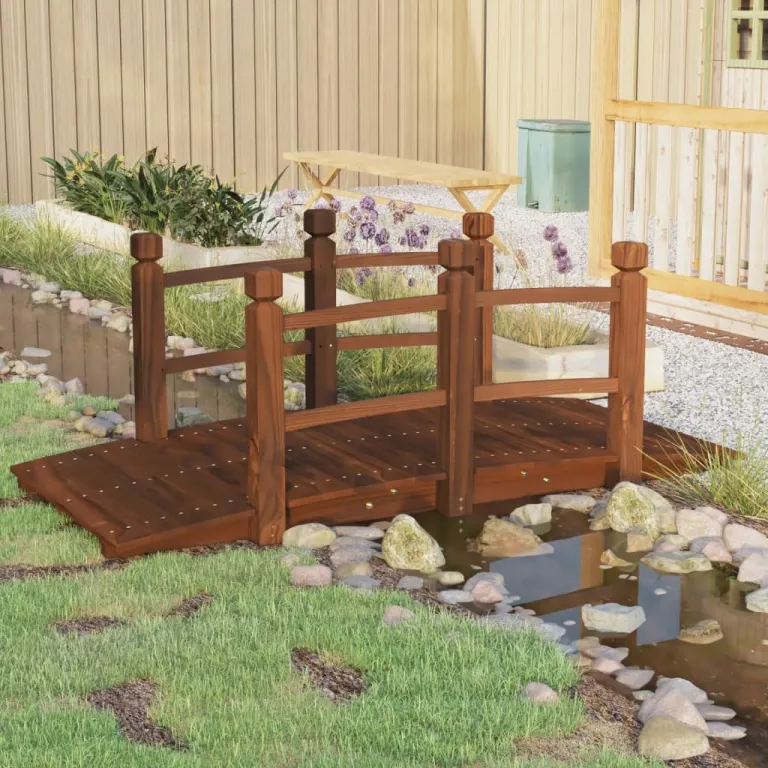 Gartenbrcke mit Gelnder 150x67x56 cm Massivholz Fichte