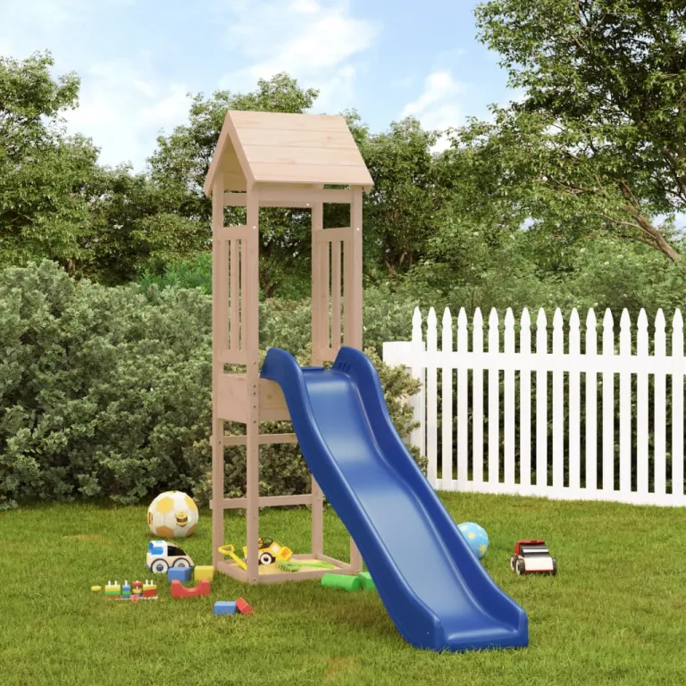 Spielturm mit Rutsche Massivholz Kiefer Kletterturm Kinder Spielen Garten