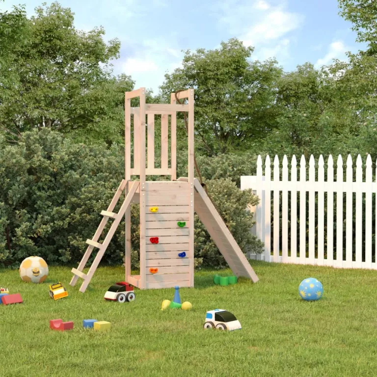 Spielturm mit Kletterwand Massivholz Kiefer Kletterturm Kinder Spielen Garten