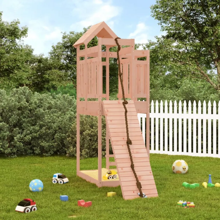 Spielturm mit Kletterwand Massivholz Douglasie  Kinder Garten Kletterturm