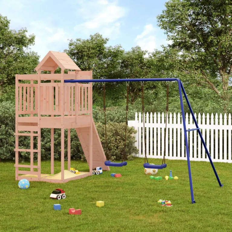 Spielturm Massivholz Douglasie Schaukel Garten Kinder Spielen Holz