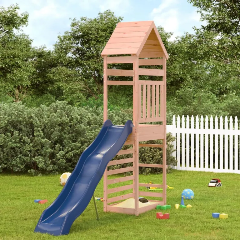 Spielturm Massivholz Douglasie Rutsche Garten Kinder Spielen Holz