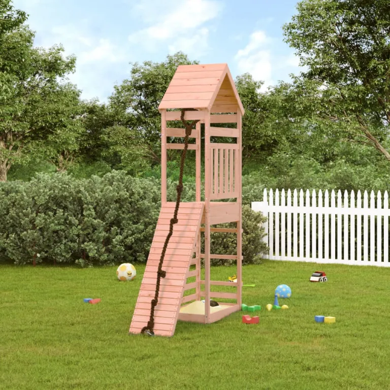Spielturm mit Kletterwand Massivholz Douglasie Kinder Garten Kletterturm