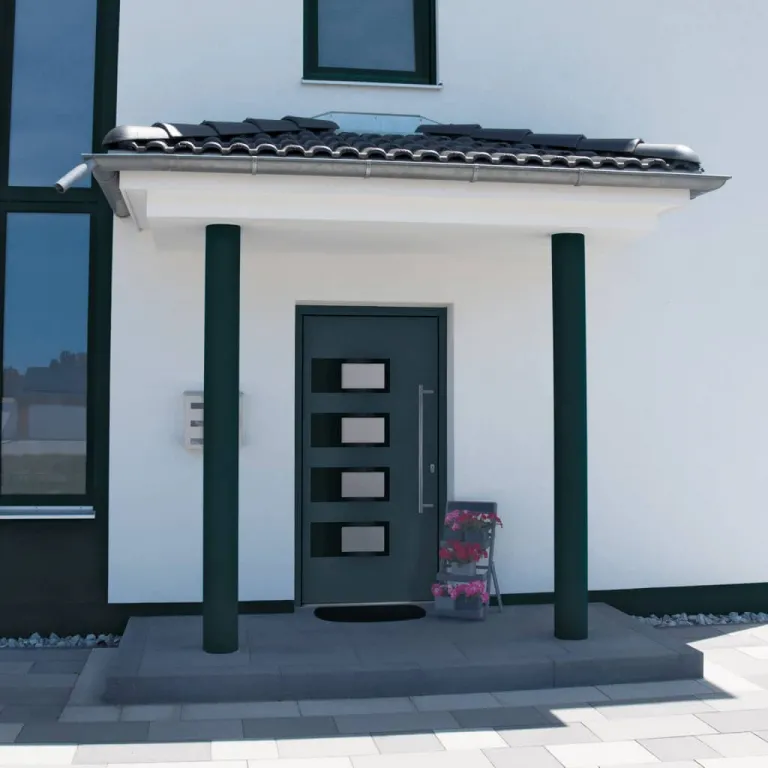 Haustr Anthrazit 100x200 cm Aluminium und PVC Haus Eingangstr Glas-Element Rechtshndig