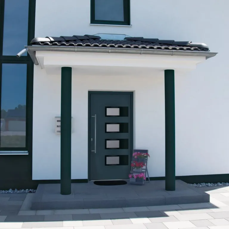 Hauseingangstr Haustr Anthrazit 100x210 cm Aluminium und PVC Glas-Element Linkshndig