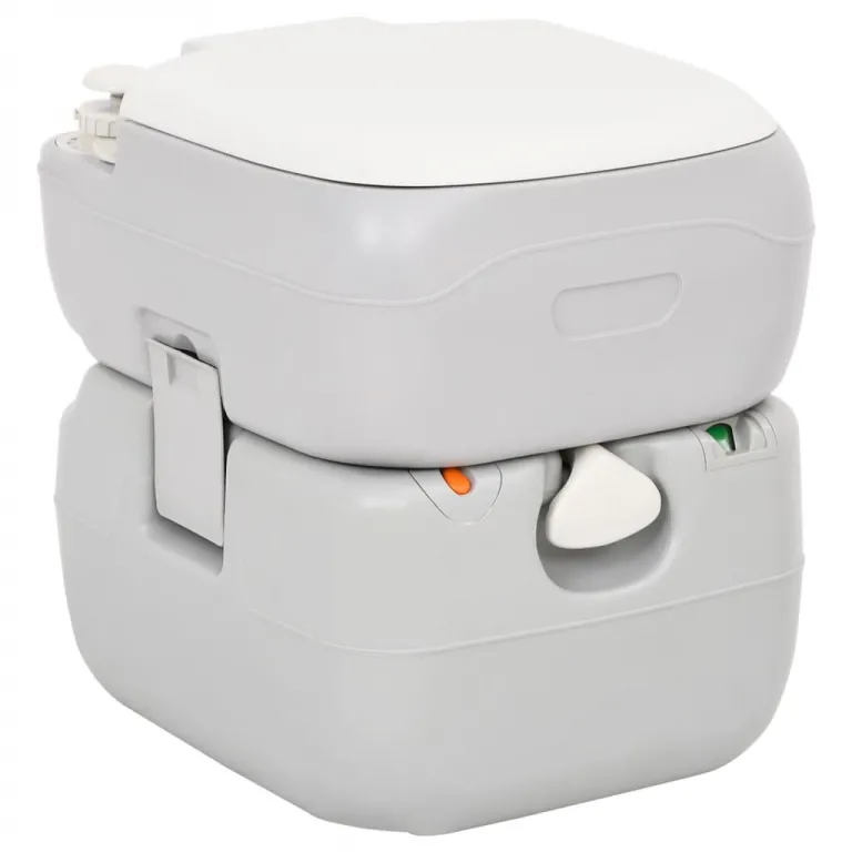 Camping-Toilette Tragbar Grau und Wei 22 12 L HDPE