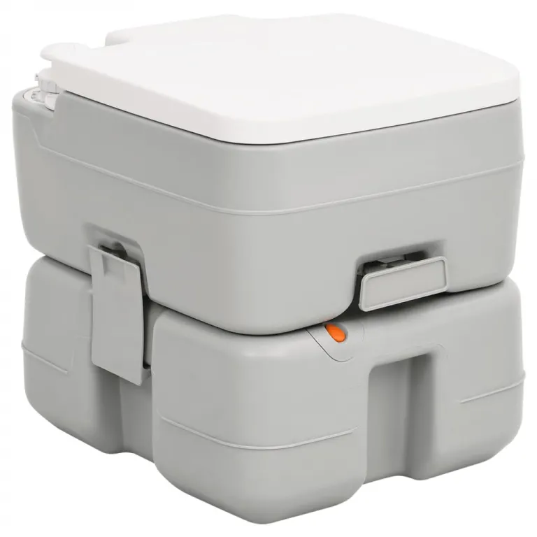 Camping-Toilette Tragbar Grau und Wei 15 10 L HDPE