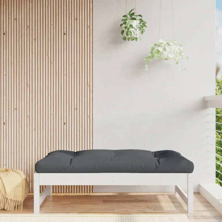 Gartenhocker Wei 120x80 cm Massivholz Kiefer Auenbereich Lounge Couch